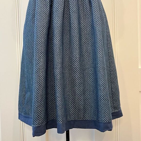 Nina Women’s Small Blue White Plunge Criss Cross Open Back Midi Dress - Picture 5 of 14